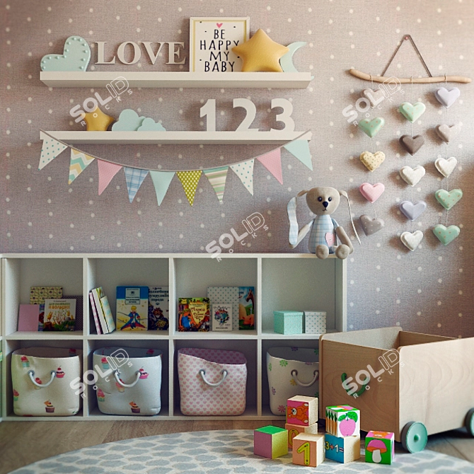 Kids Decor and Furniture Set 3D model image 2