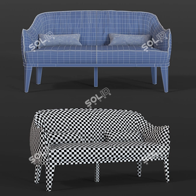 Afra Sofa: Blossom 840 / D - Ash Wood Frame 3D model image 3