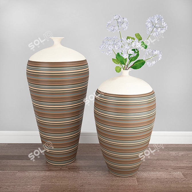 Elegant Floral Floor Vase 3D model image 1