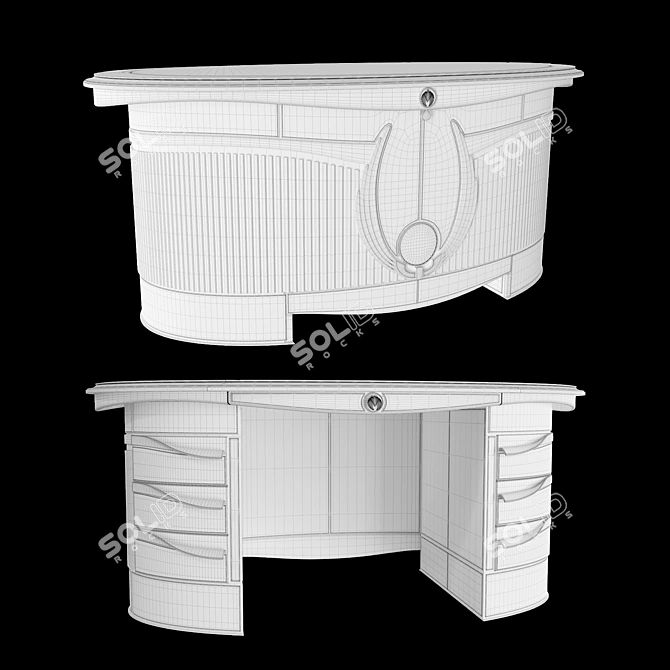 Oval Luxury Desk with Drawers & Penholder | PARS Collection 3D model image 3