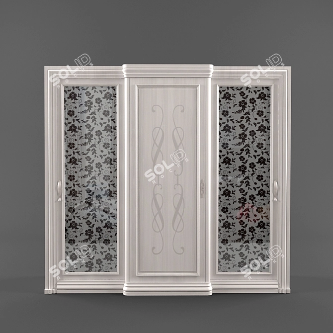 Timeless Elegance: Patterned Wardrobe 3D model image 2