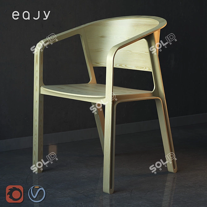 Minimalist Beams Chair: Sleek Design, Premium Comfort 3D model image 1