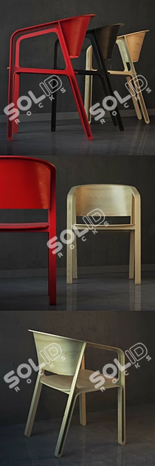 Minimalist Beams Chair: Sleek Design, Premium Comfort 3D model image 2