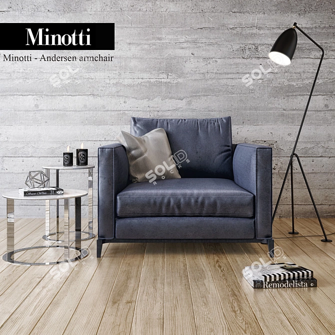 Minotti Andersen: Elegant Armchair 3D model image 1