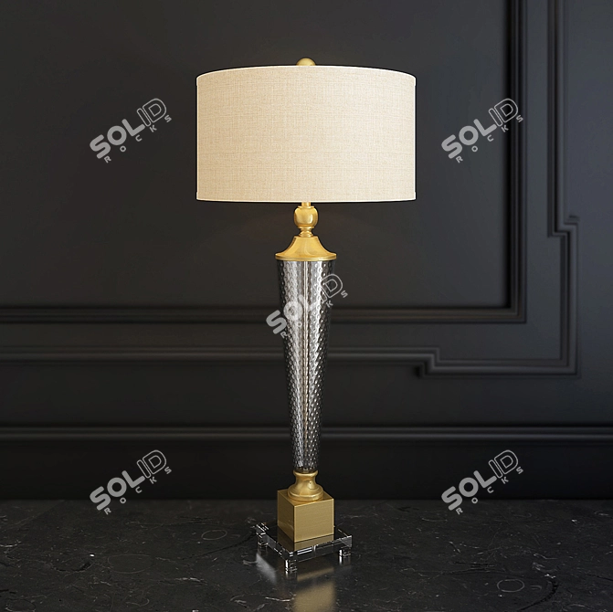 Elegant Brass and Glass Table Lamp 3D model image 1