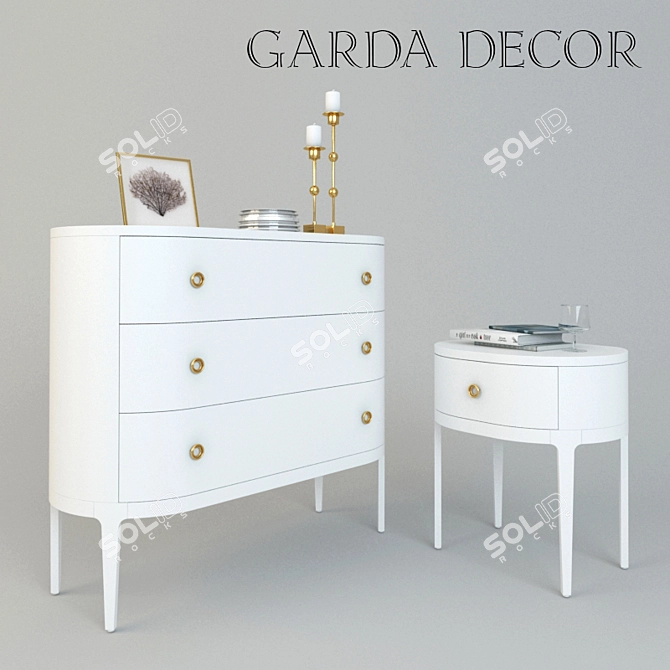 Garda Decor Chest of Drawers & Bedside - Elegant Storage Solution 3D model image 1