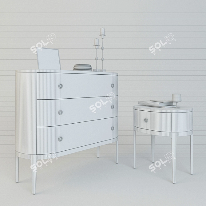 Garda Decor Chest of Drawers & Bedside - Elegant Storage Solution 3D model image 2