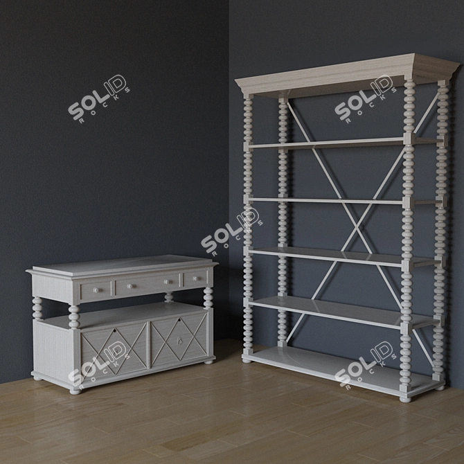 Sunset Point Chest & Shelf Stand 3D model image 1