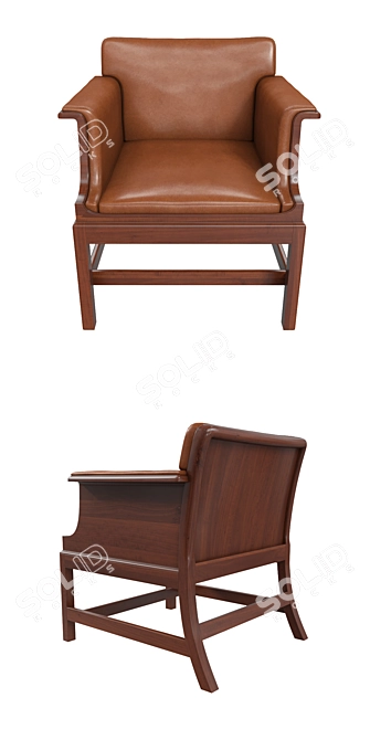 Cuban Mahogany Armchair: Scandinavian Elegance 3D model image 2