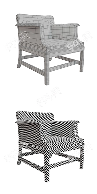 Cuban Mahogany Armchair: Scandinavian Elegance 3D model image 3