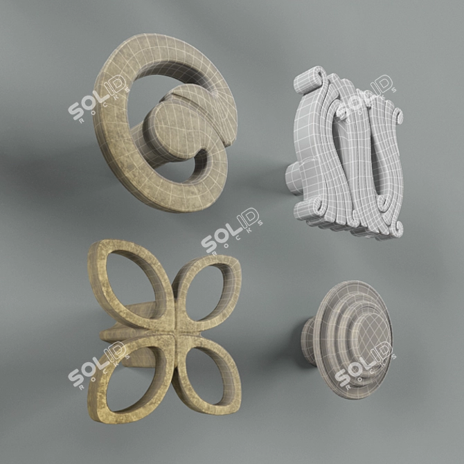 Classic Bronze Handle Buttons on McMurtry set 3D model image 2