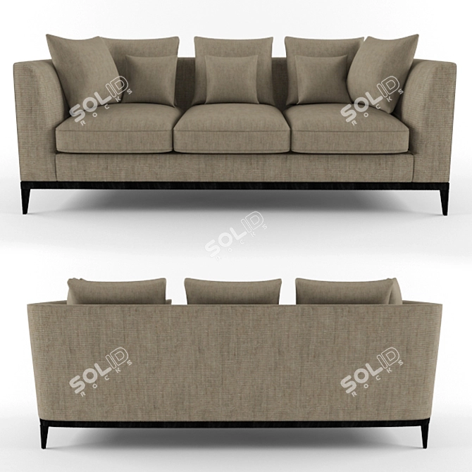 Linnell Rectangular Sofa, Upholstered in Fabric 3D model image 2
