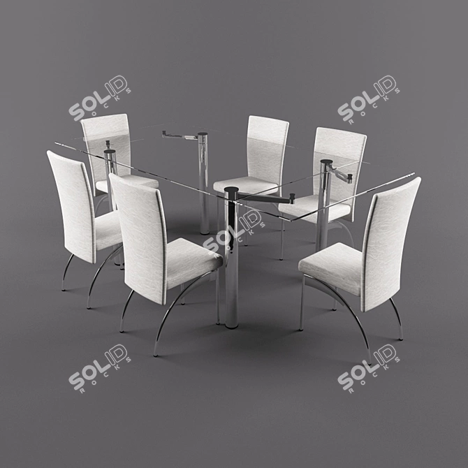 Elegant Glass Table Set 3D model image 1