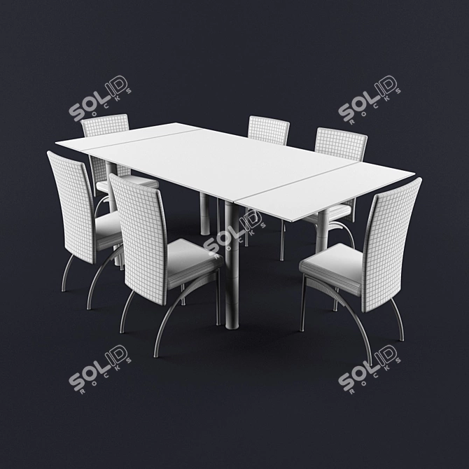 Elegant Glass Table Set 3D model image 2