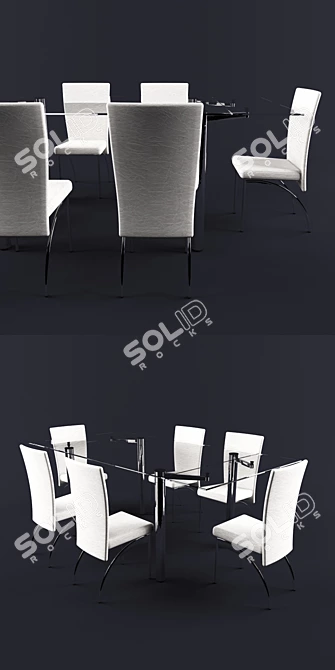 Elegant Glass Table Set 3D model image 3