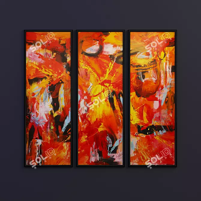 Abstract Art Paintings Set 3D model image 1