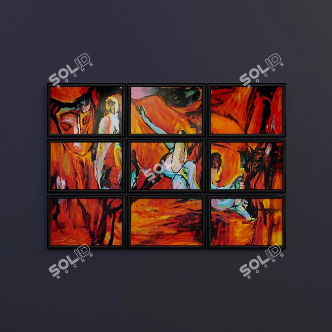 Abstract Art Paintings Set 3D model image 2
