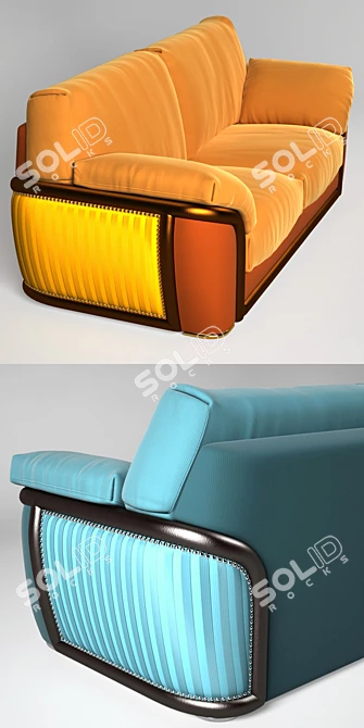 Modern Two-Tone Sofa with Ottoman 3D model image 2