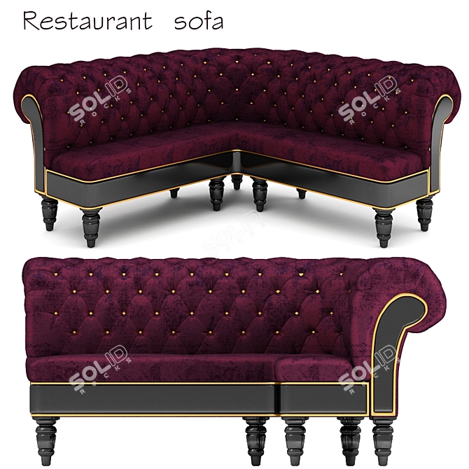 Elegant Bronze Velvet Restaurant Sofa 3D model image 1