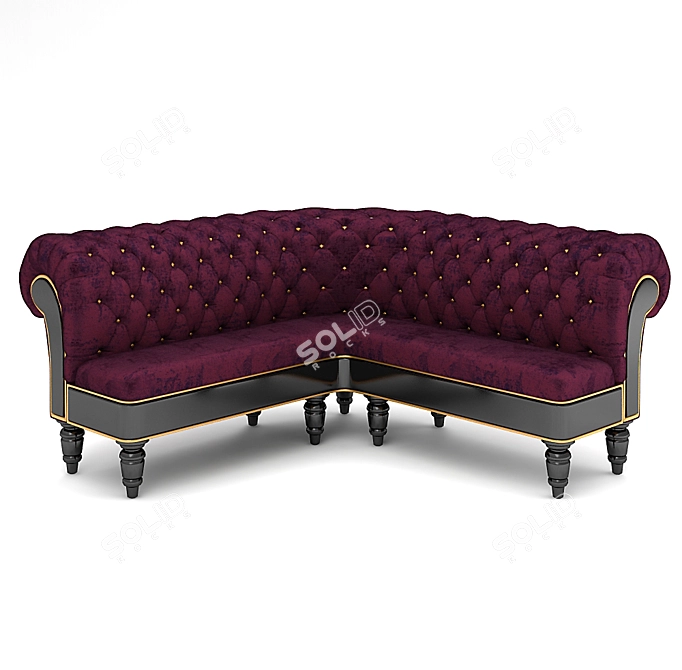 Elegant Bronze Velvet Restaurant Sofa 3D model image 3