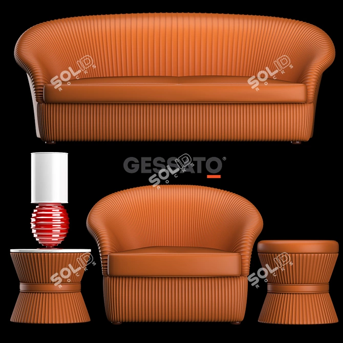 Elegant Gessato Chairs 3D model image 2