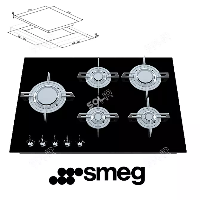 Sleek Smeg Gas Hobs 3D model image 1