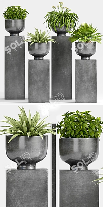 Modern Planter Set, Stylish Decor 3D model image 2