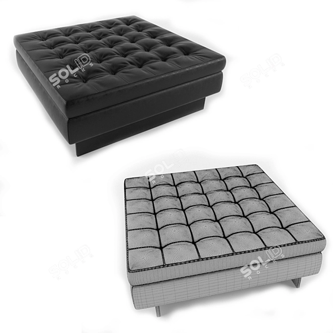 Adjustable Height Square Leather Ottoman 3D model image 3