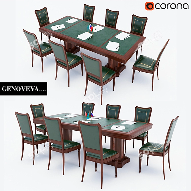 Elegant Conference Set: Table & Chairs 3D model image 1