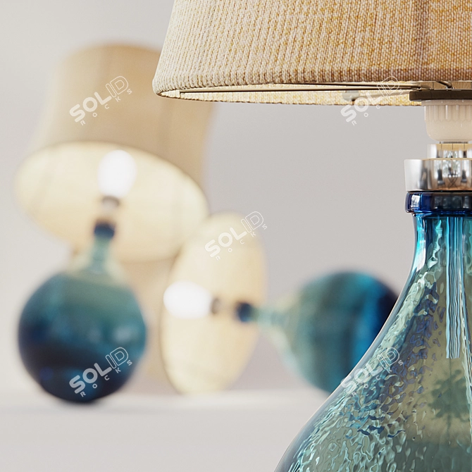 Azure Elegance Glass Table Lamp 3D model image 2