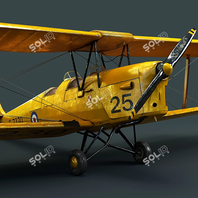 Vintage Tiger Moth Biplane: Classic 1930s Training Aircraft 3D model image 2