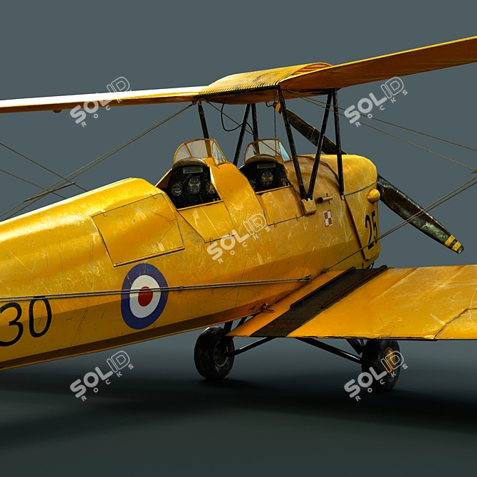 Vintage Tiger Moth Biplane: Classic 1930s Training Aircraft 3D model image 3