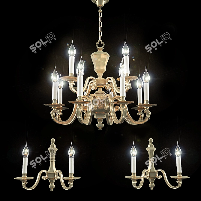 Elegant Nervilamp Chandelier 3D model image 1