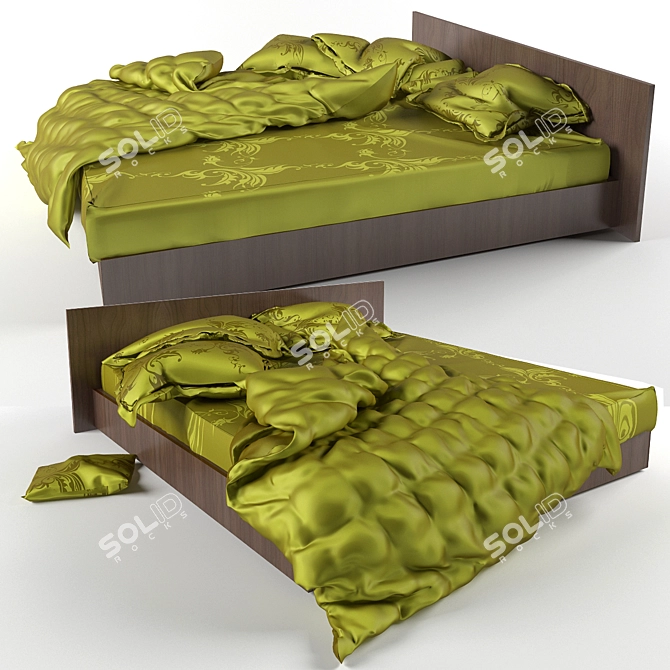 Silk Unfilled Bed: Luxurious Comfort 3D model image 1