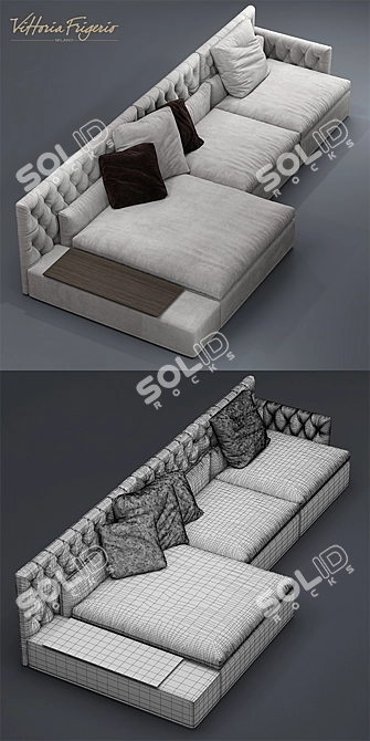 Elegant Capitonne Dominio Sofa 3D model image 3