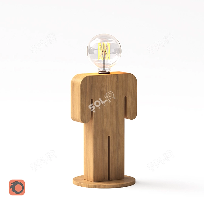 Wooden Boy Table Lamp 3D model image 1
