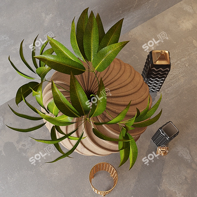 Artful Leaf Vases Set 3D model image 2