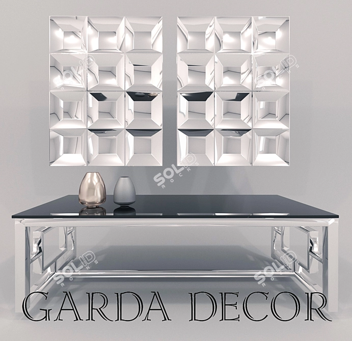 Glamorous Glass Table Set 3D model image 1