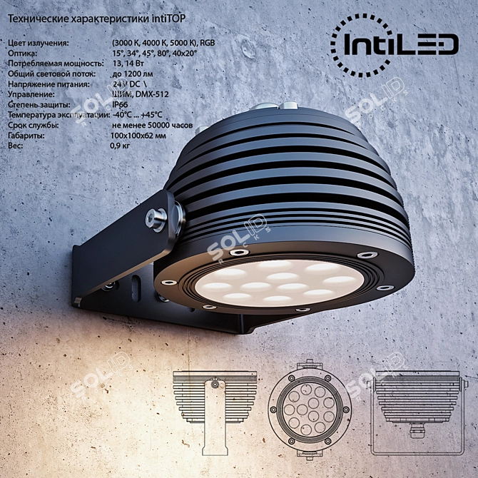 IntiTOP: Compact, Durable Outdoor LED Spotlight 3D model image 1