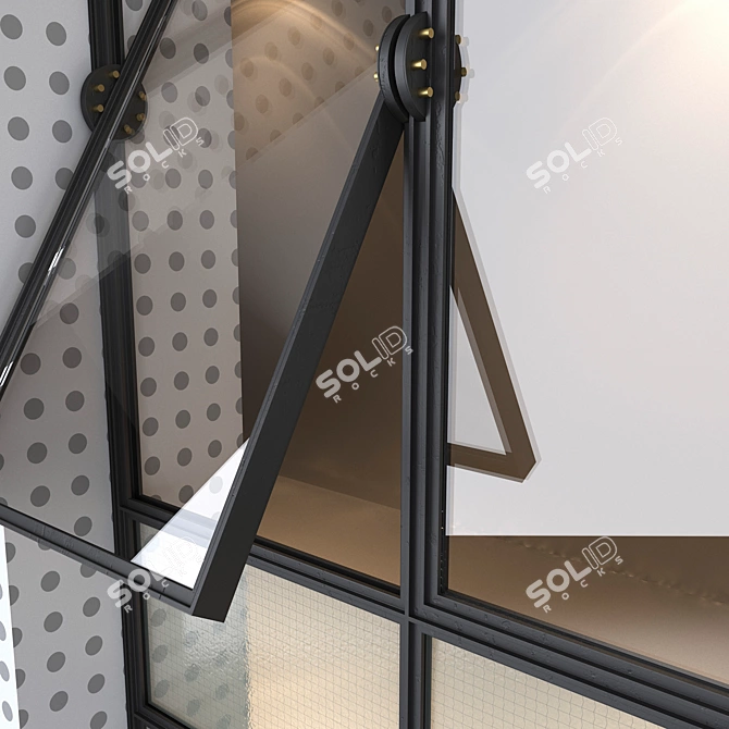 Modern Steel Doors with Wired Glass 3D model image 2