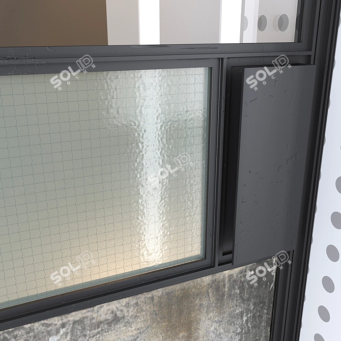 Modern Steel Doors with Wired Glass 3D model image 3