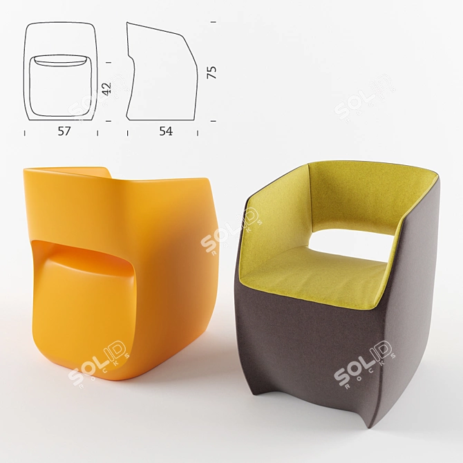 M114 OM Plastic Chair - Modern and Comfortable 3D model image 2