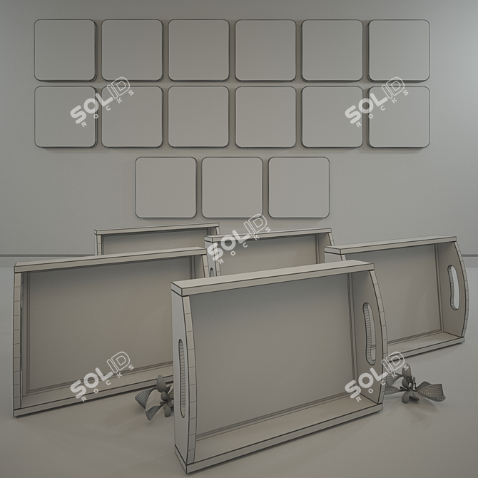 Provence-inspired Set: Wall Prints and Colorful Trays 3D model image 2