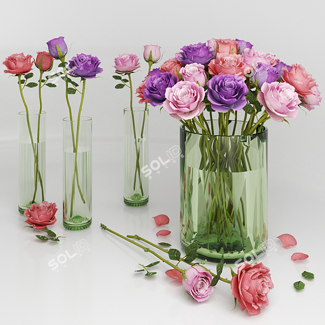 Romantic Rose Water Droplets 3D model image 1