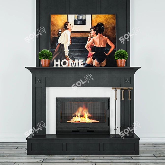 Classic Fireplace Set 3D model image 1