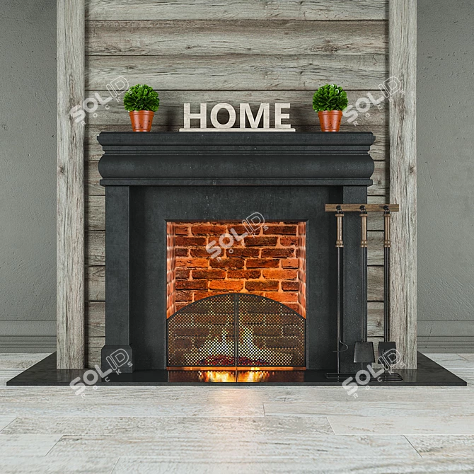 Fireplace Set: Elegant and Cozy 3D model image 1