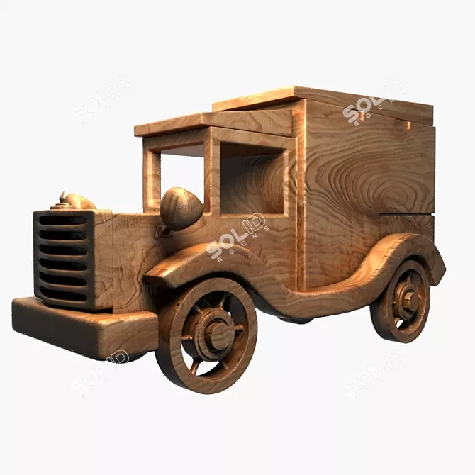 Wooden Toy Car 3D model image 1