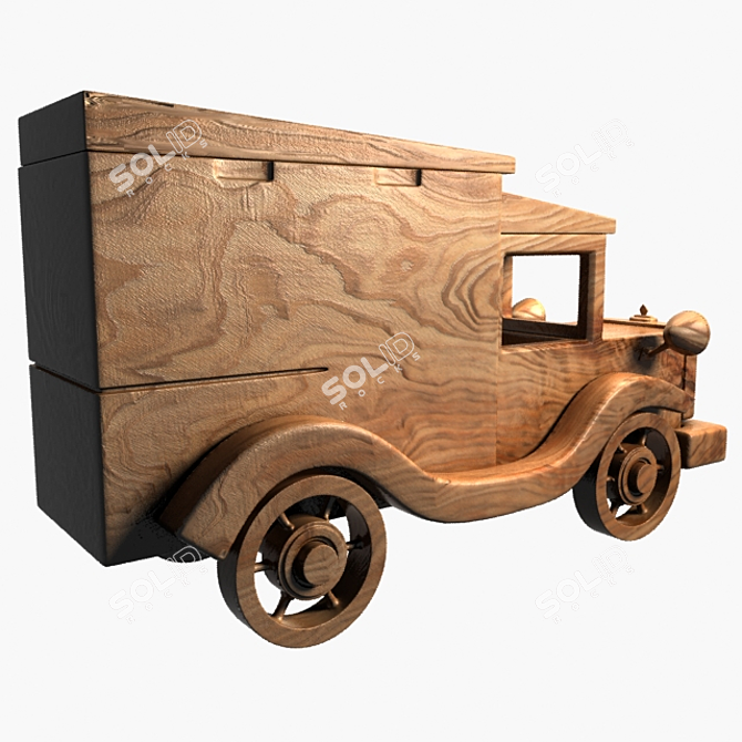Wooden Toy Car 3D model image 2