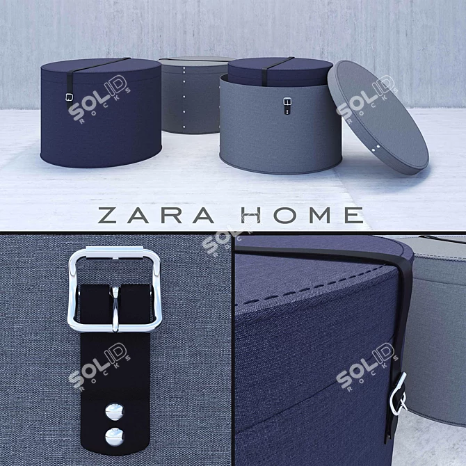 Zara Home Round Storage Box 3D model image 1