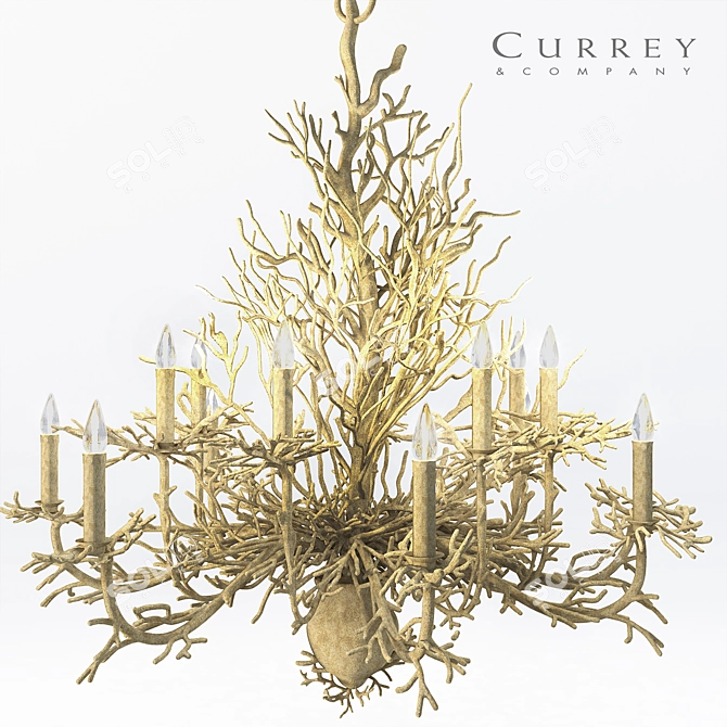 Coastal Coral Chandelier by Currey 3D model image 1